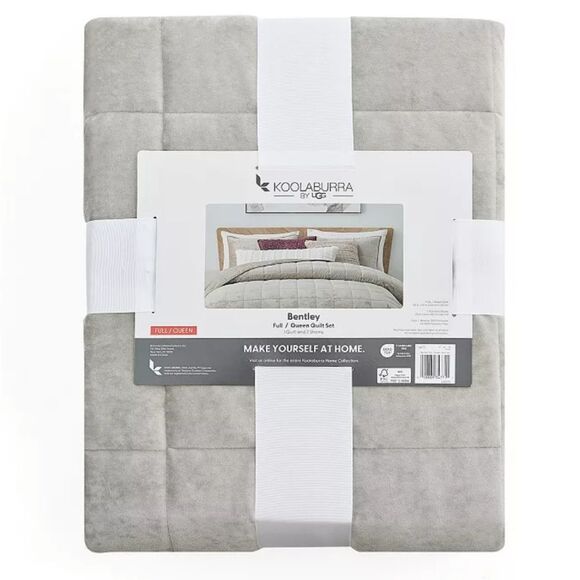 Koolaburra By Ugg Bentley Full/Queen Velvet Quilt Set w/Shams- Silver - Picture 5 of 11